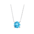 thumbnail image 1 of Women's Welry Round-Cut Swiss Blue Topaz Pendant Necklace with Diamonds in 10kt White Gold, 17", 1 of 7