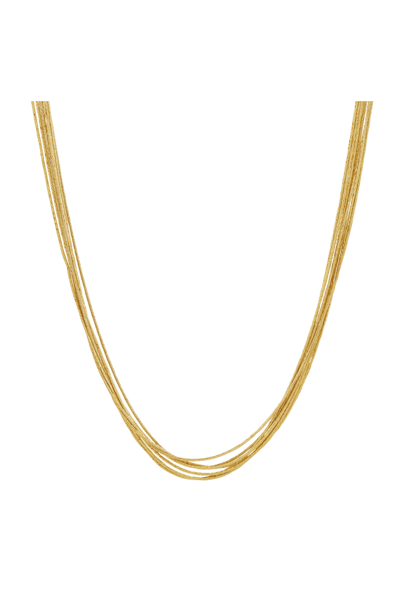 Women's Welry Seven Strand Braided Herringbone Chain Necklace in 14kt Gold-Plated Sterling Silver, 20"