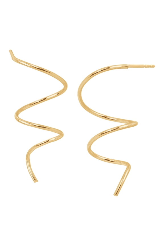 Women's Welry Spiral Mirror Drop Earrings in 10kt Yellow Gold