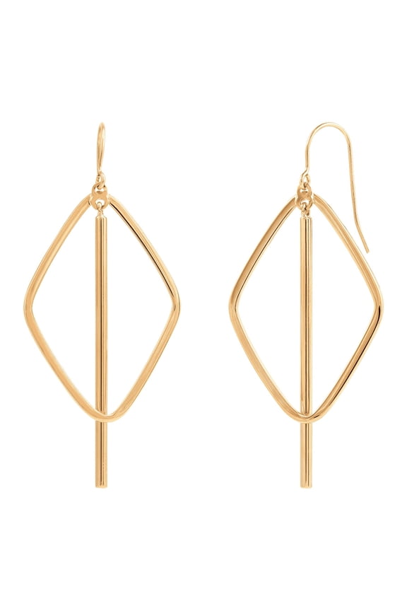 Women's Welry Square and Bar Drop Earrings in 14kt Yellow Gold