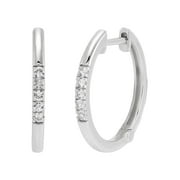 Women's Welry Sterling Silver 15mm Hoop Earrings with Lab-Created White Sapphire