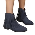 thumbnail image 1 of Women's Western Ankle Boots Faux Suede Fringe Round Toe Low Heel Bootie-Cowboy Boots for Casual Wear, 1 of 9