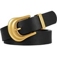 thumbnail image 1 of Women's Western Belt Vintage Black Leather Waist Belt for Pants Jeans with Gold Buckle, 1 of 7