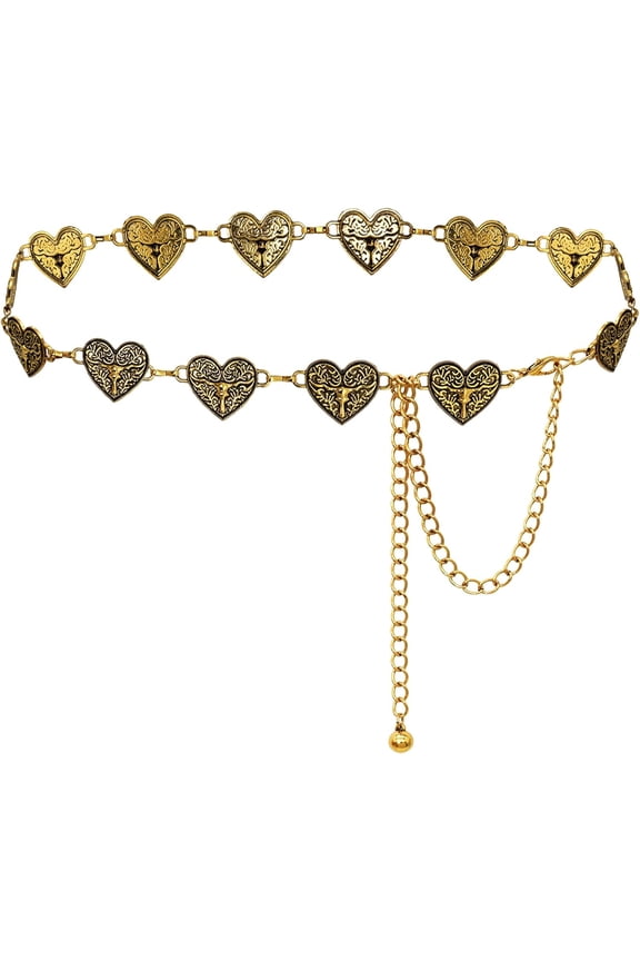 Women's Western Chain Belt Boho Waist Chain Chunky Metal Belts for Dresses