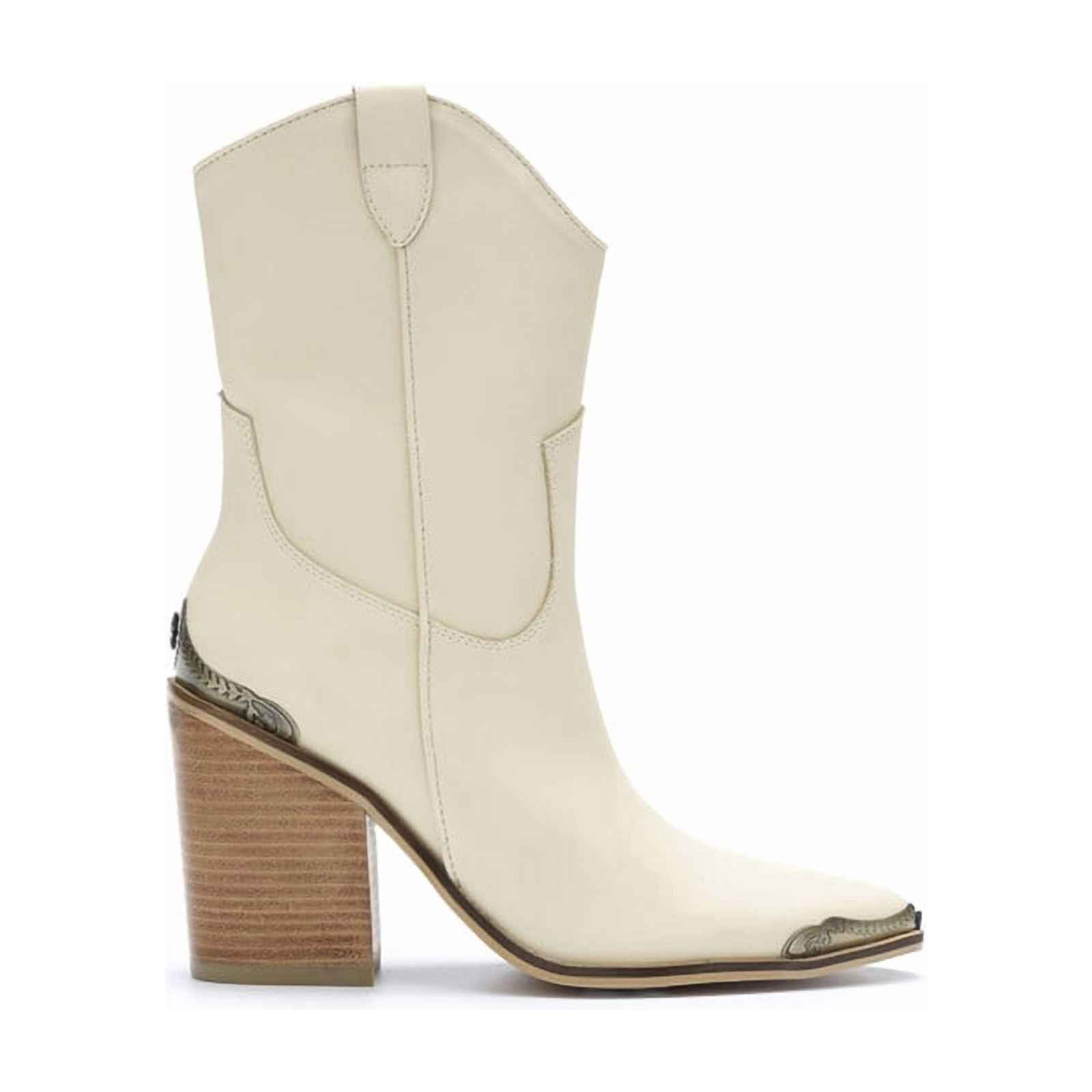 Women’s Western Chunky Heel Metal Pointed Toe Cowgirl Ankle Boots