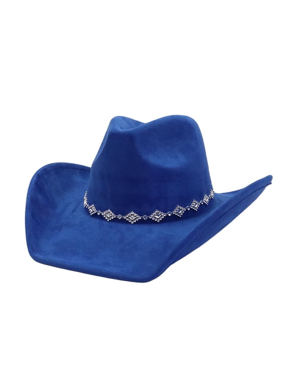 Women's Western Cowboy Hat Rhinestone Wide Brim Large Suede Cowgirl Hat