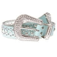 thumbnail image 1 of Women's Western Cowgirl Alligator Rhinestone Studded Leather Belt, 1 of 4