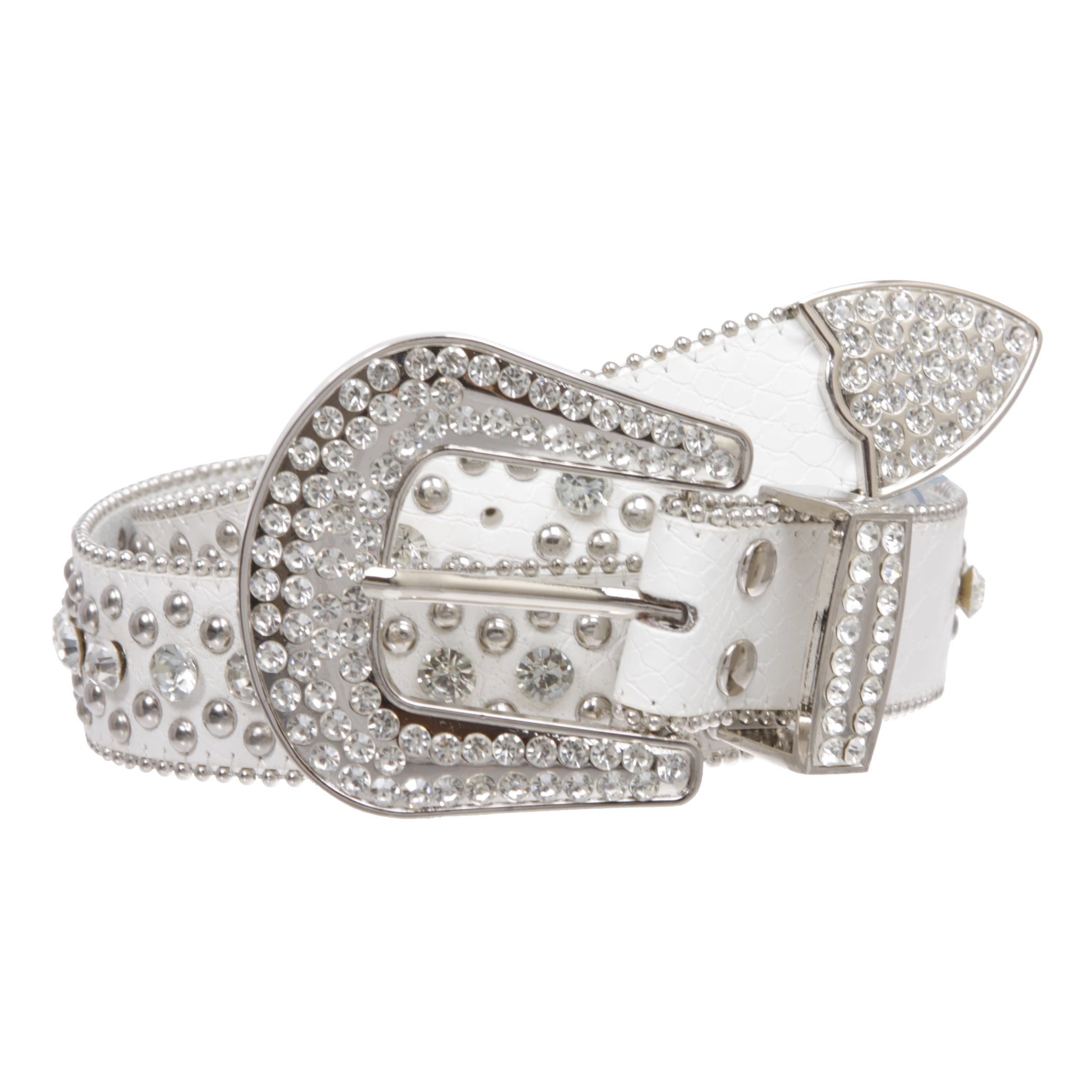 7181 Women Western Rhinestone Studded Leather Belt Cowgirl Bling Waist Cowboy Cowgirl Classic Western Rhinestone Bling Studded  main image 4