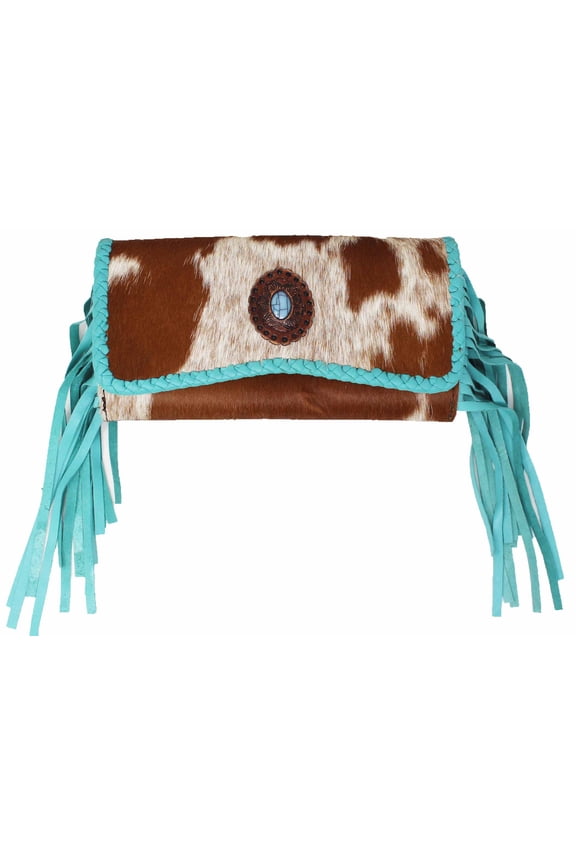 Women's Western Cowhide Turquoise Laced Floral Tooled Leather Wallet 18RAW01