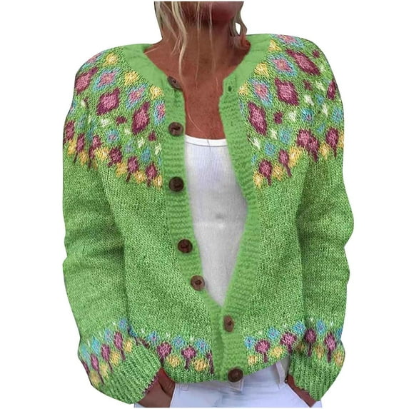 Women's Western Ethnic Cable Knit Sweater Cardigan Open Front Crochet Button Down Long Sleeve Cardigans Sweaters Fall Winter Warm Knit Coat