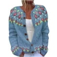 thumbnail image 1 of Women's Western Ethnic Cable Knit Sweater Cardigan Open Front Crochet Button Down Long Sleeve Cardigans Sweaters Fall Winter Warm Knit Coat, 1 of 5