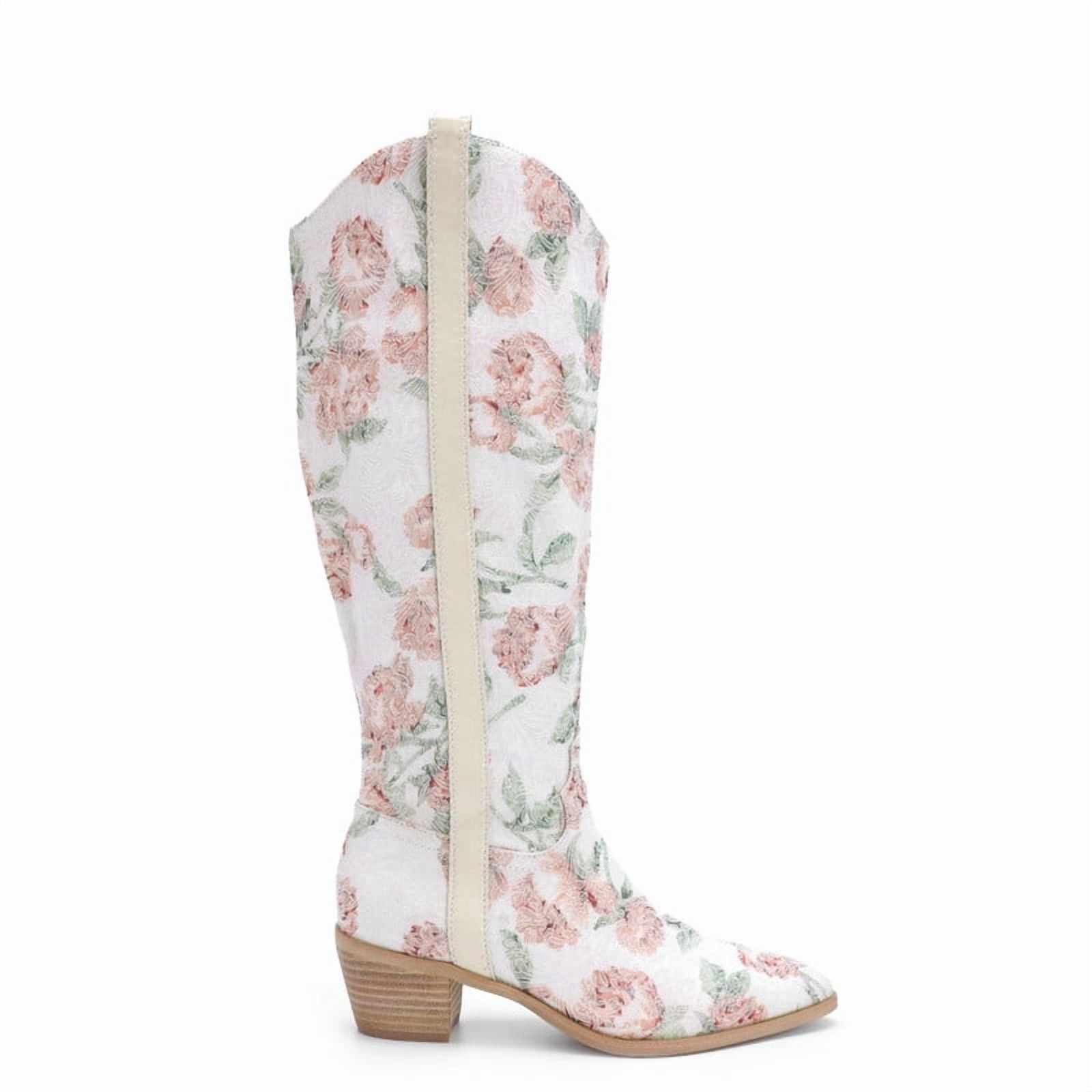 Women’s Western Floral Lace Knee-High Cowgirl Boots