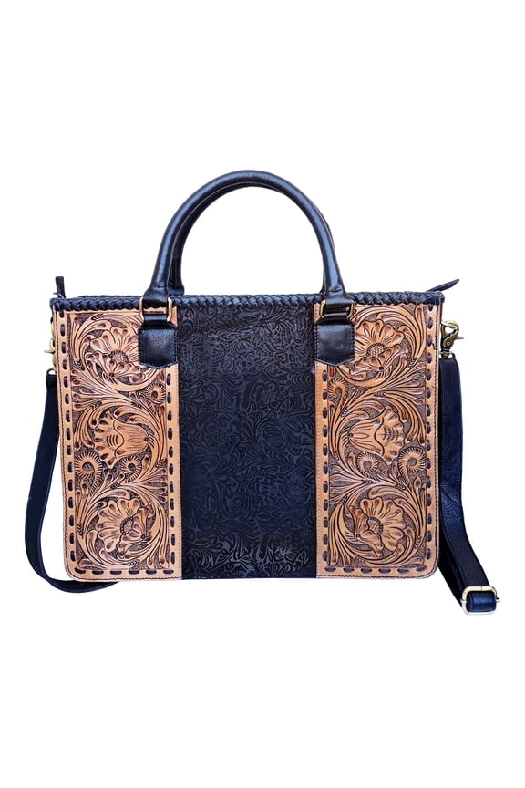 Women's Western Floral Tooled Embossed Leather Purse Handbag Tote 18RSH55