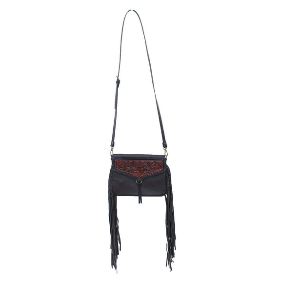 Women's Western Floral Tooled Leather Shoulder Purse Hand bag Cross Body 27FK07