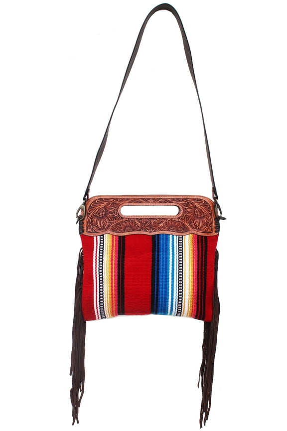 Women's Western Handwoven Wool Rodeo Cowgirl Purse Shoulder Handbag 27FK43