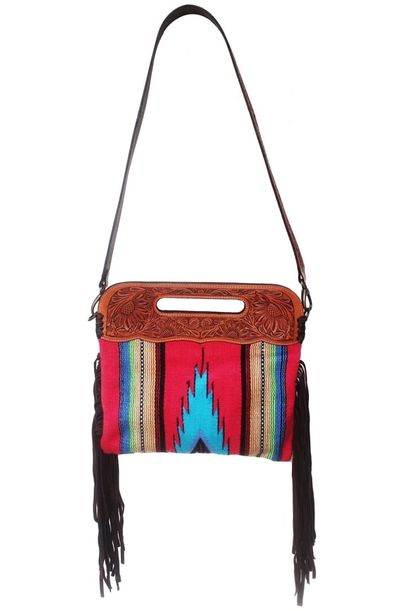 Women's Western Handwoven Wool Rodeo Cowgirl Purse Shoulder Handbag 27FK49