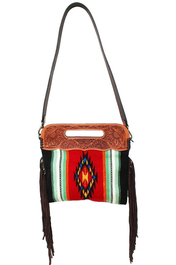 Women's Western Handwoven Wool Rodeo Cowgirl Purse Shoulder Handbag 27FK50