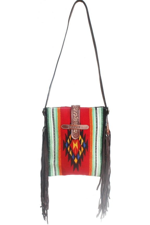 Women's Western Handwoven Wool Rodeo Cowgirl Purse Shoulder Handbag 27FK55