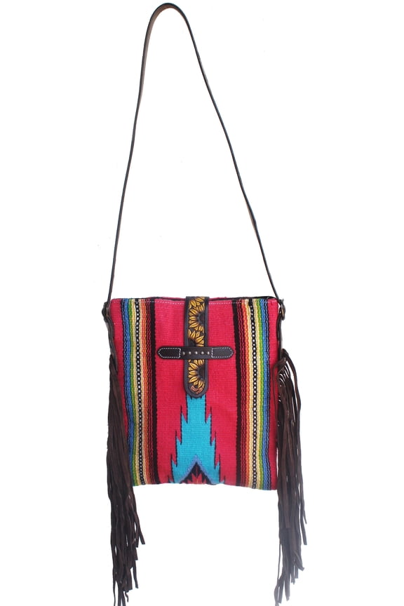 Women's Western Handwoven Wool Rodeo Cowgirl Purse Shoulder Handbag 27FK59