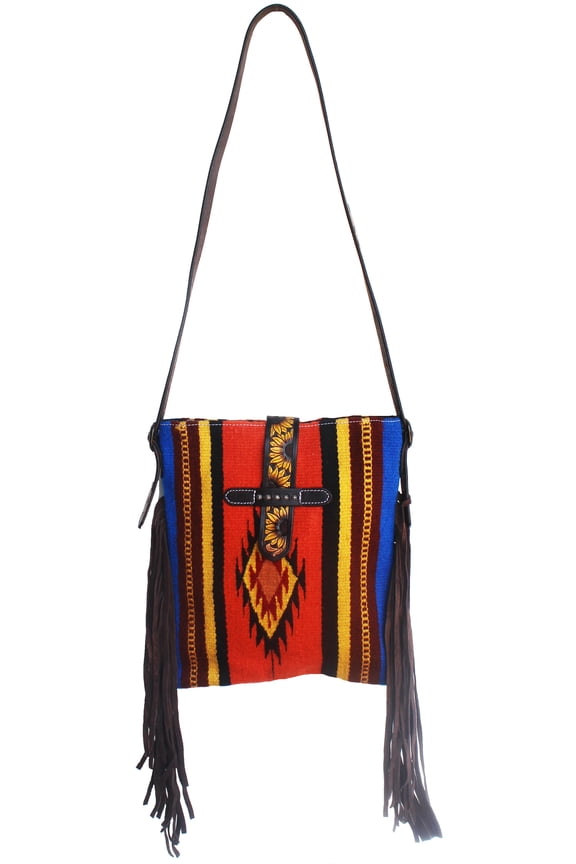 Women's Western Handwoven Wool Rodeo Cowgirl Purse Shoulder Handbag 27FK60