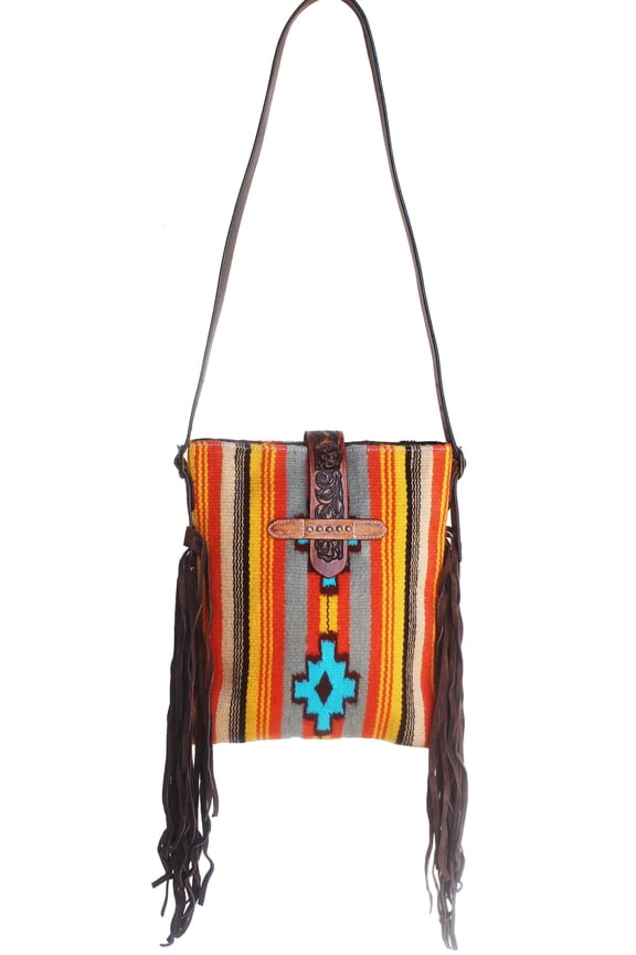 Women's Western Handwoven Wool Rodeo Cowgirl Purse Shoulder Handbag 27FK62