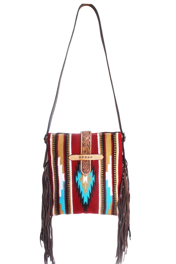 Women's Western Handwoven Wool Rodeo Cowgirl Purse Shoulder Handbag 27FK65