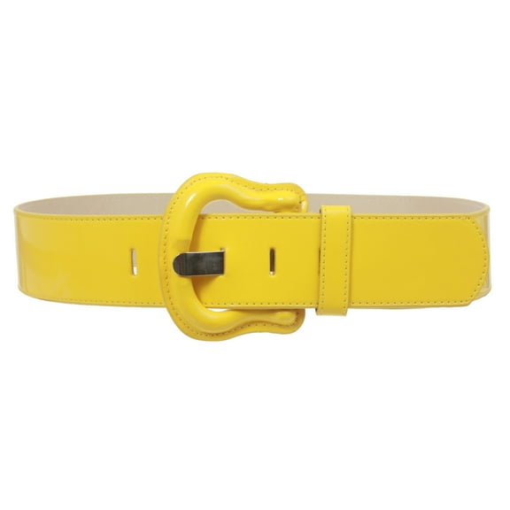 Women's Western High Waist Wide Patent Fashion Plain Leather Belt