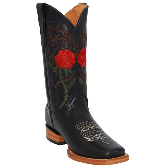 Women's Western Leather Floral Embroidered Cowgirl Boot