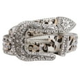 thumbnail image 1 of Women's Western Leopard Zebra Print Calf Hair Rhinestone Rivet Detailing Belt, 1 of 2