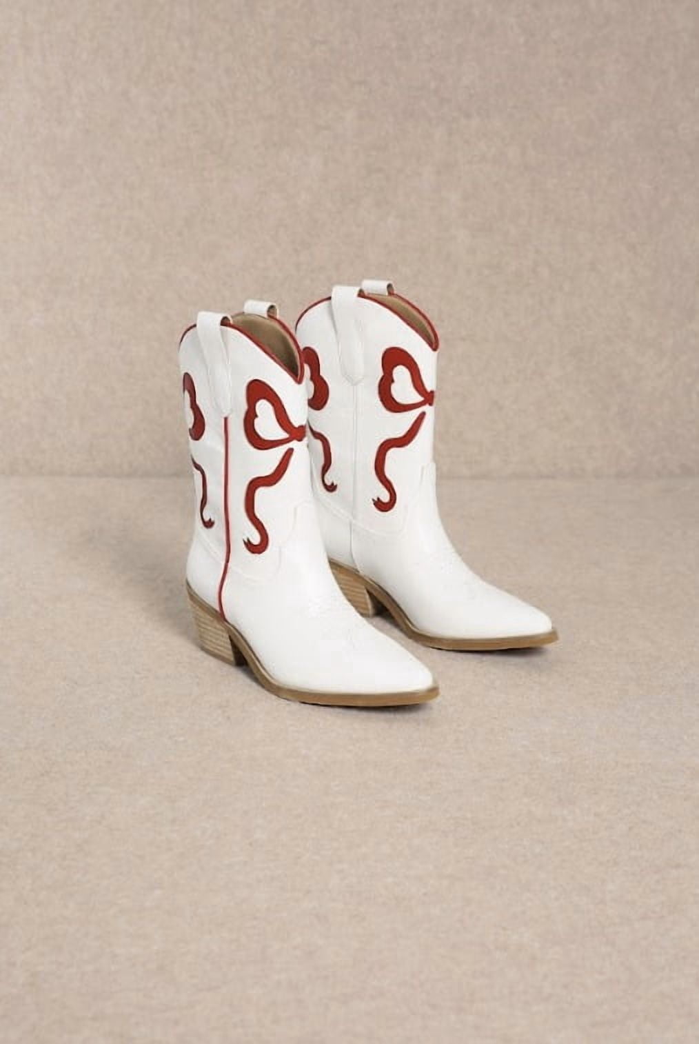 Women’s Western Low Heel Cowboy Ankle High Boots with Bow Trend