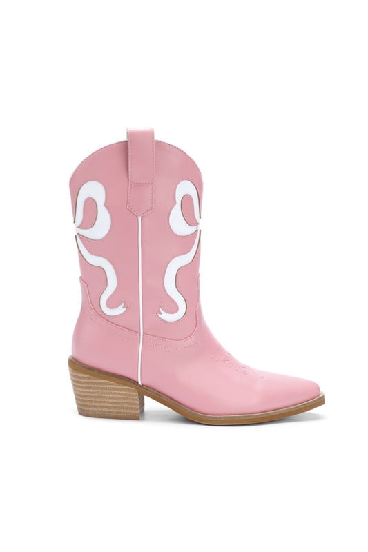 Women’s Western Low Heel Cowboy Ankle High Boots with Bow Trend