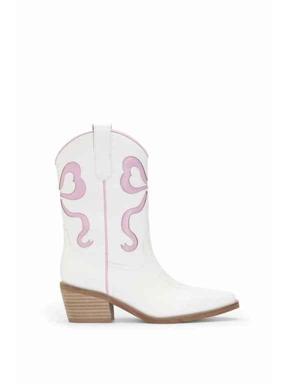 Women’s Western Low Heel Cowboy Ankle High Boots with Bow Trend