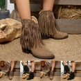 thumbnail image 1 of Women's Western Style Ankle Boots with Tassels and Metal Accents, Comfortable Thick Heel for Fall and Winter Fashion, Versatile Casual Wear, 1 of 10
