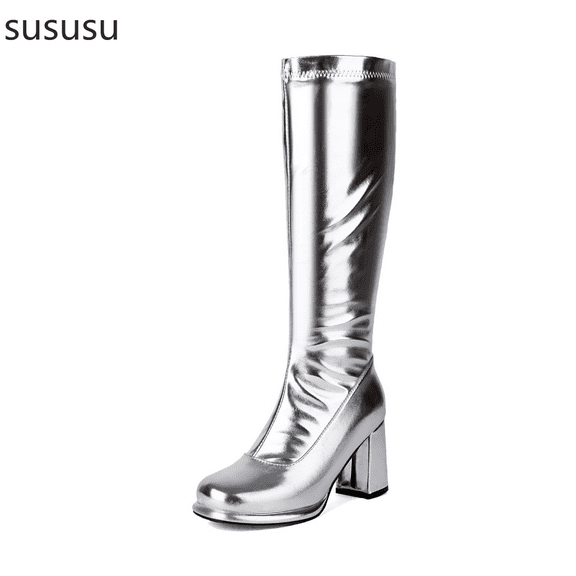 Women's Western Style Cowboy Boots Mid-Calf Height with Block Heel and Side Zipper Closure for Everyday Comfort and Style