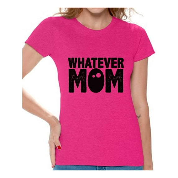 Women's Whatever Mom Funny Graphic T-shirt Tops Black Mother's Day