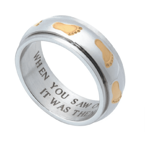 Women's When You Saw Only One Set of Foot Prints It Was Then That I Carried You… Footprints in the Sand Ring, Religious ring, Christian Ring