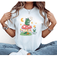 thumbnail image 1 of Women's Whimsical "Disappointed But Not Surprised" Frog On Mushroom Graphic Casual T Shirt Short Sleeve Round Neck Top White S-5XL, 1 of 5