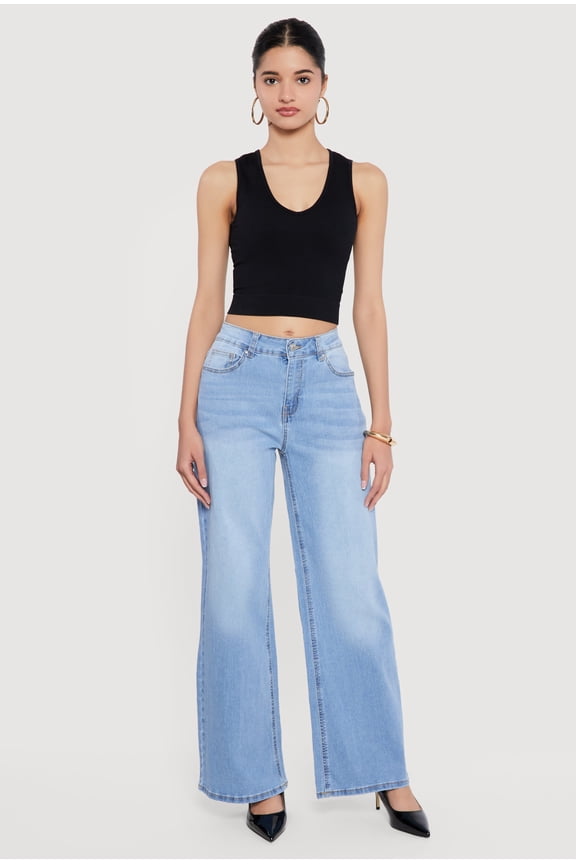 Women's Whiskered Wide Leg Jeans