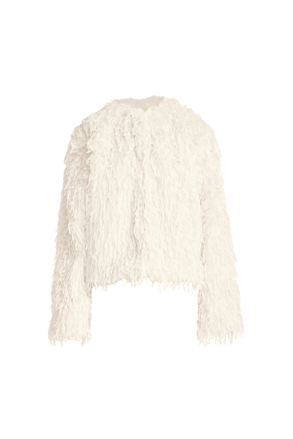 Women's  Whispy Faux Fur Jacket White - XL