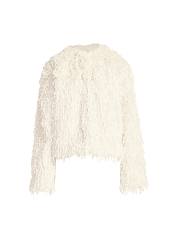 Women's Whispy Faux Fur Jacket White - XL