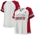thumbnail image 1 of Women's White Alabama Crimson Tide Plus Size Stripe Raglan Notch Neck T-Shirt, 1 of 2