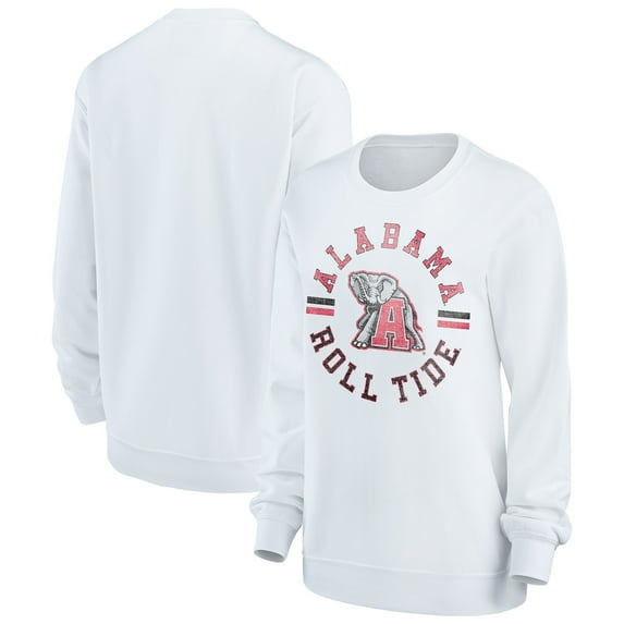 Women's Gameday Couture White Alabama Crimson Tide Oversized Vintage Days Perfect Crew Sweatshirt