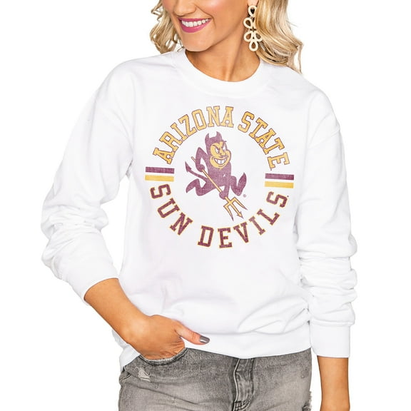 Women's Gameday Couture White Arizona State Sun Devils Oversized Vintage Days Perfect Crew Sweatshirt