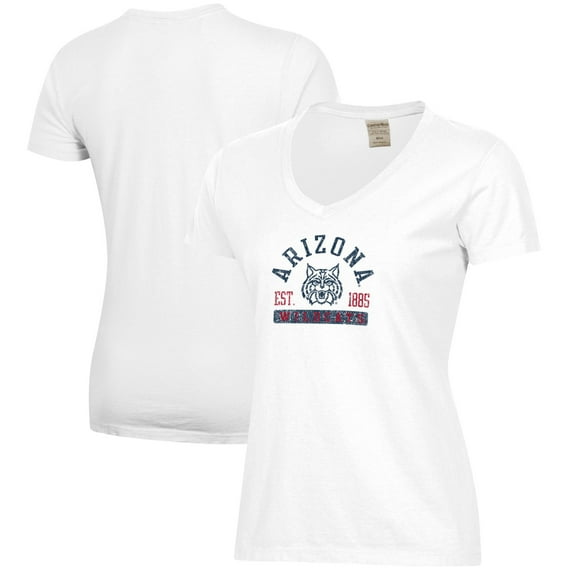 Women's White Arizona Wildcats Arch Logo Comfort Wash V-Neck T-Shirt