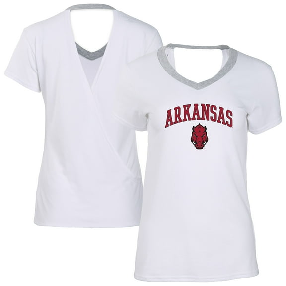 Women's White Arkansas Razorbacks Bella Crossback T-Shirt