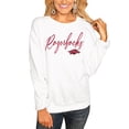 thumbnail image 1 of Women's White Arkansas Razorbacks Win the Day Pullover Sweatshirt, 1 of 1