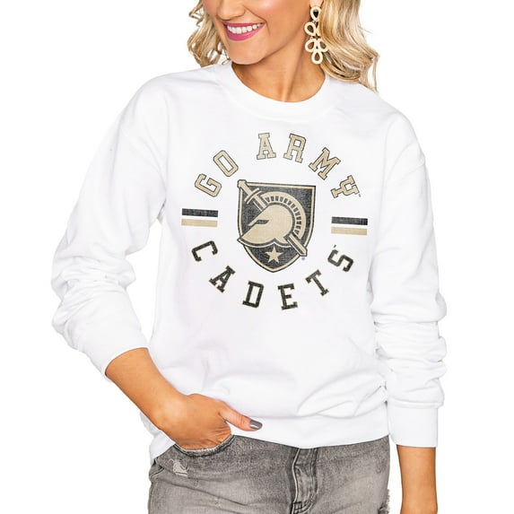 Women's Gameday Couture White Army Black Knights Oversized Vintage Days Perfect Crew Sweatshirt