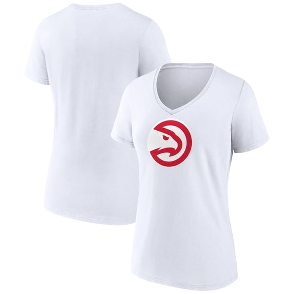 Women's White Atlanta Hawks Logo V-Neck T-Shirt