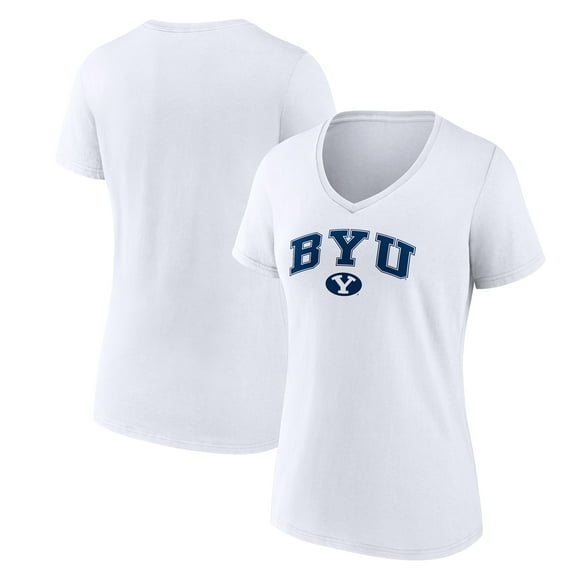 Women's White BYU Cougars Campus V-Neck T-Shirt