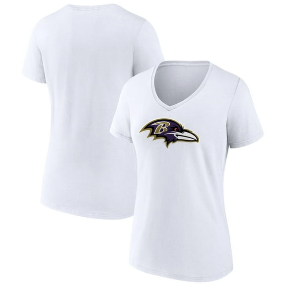 Women's White Baltimore Ravens Primary Team Logo V-Neck T-Shirt